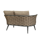 Dark Gray Aluminum Outdoor Love Seat with Taupe Cushions - 56-inch