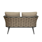 Dark Gray Aluminum Outdoor Love Seat with Taupe Cushions - 56-inch