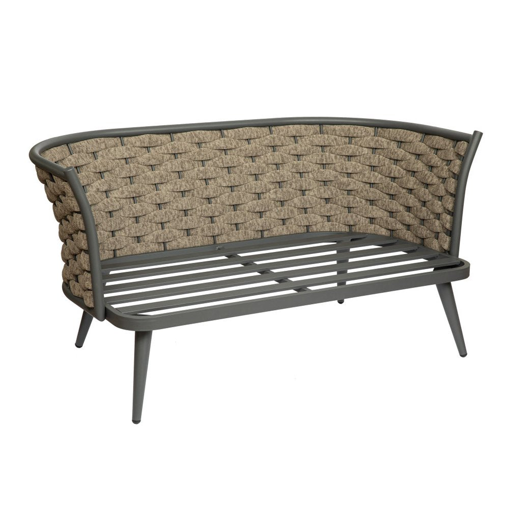 Dark Gray Aluminum Outdoor Love Seat with Taupe Cushions - 56-inch
