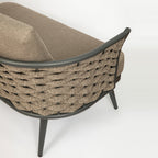 Dark Gray Aluminum Outdoor Love Seat with Taupe Cushions - 56-inch