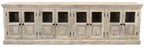Antiqued White Distressed Solid Wood Sideboard with 8 Glass Doors - 118-inch