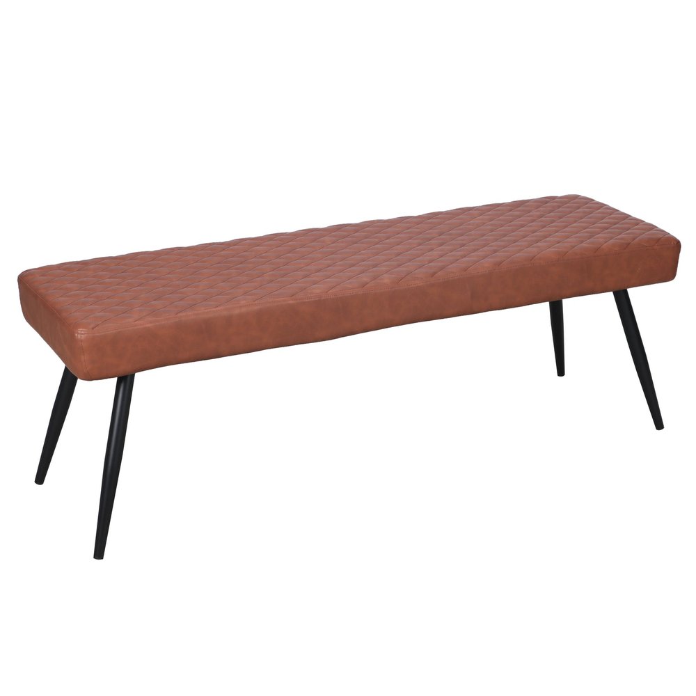 Brown and Black Faux Leather Upholstered Dining Bench - 54-inch