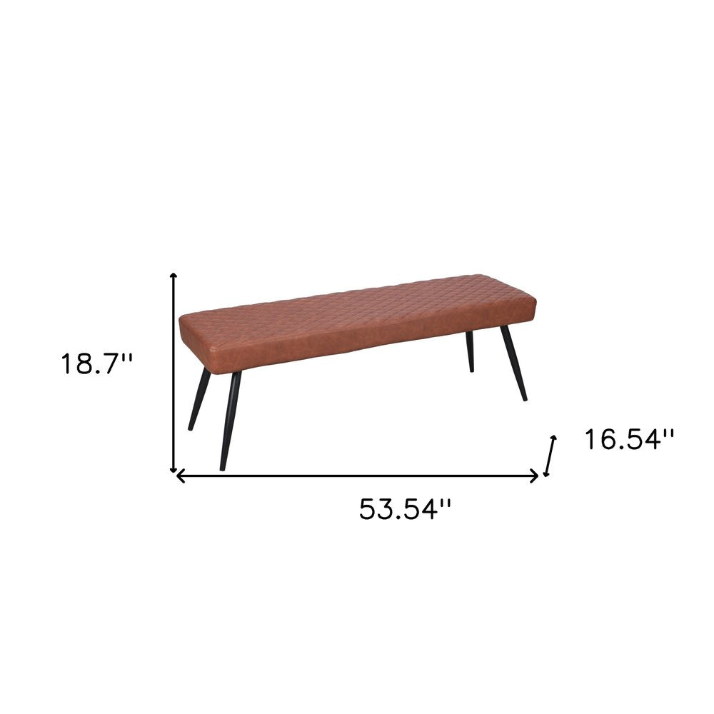 Brown and Black Faux Leather Upholstered Dining Bench - 54-inch
