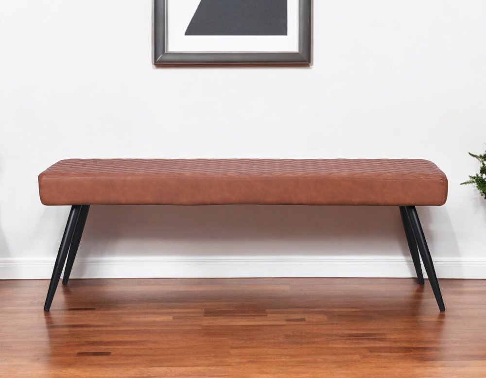 Brown and Black Faux Leather Upholstered Dining Bench - 54-inch
