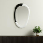 Black and White Steel Oval Geometric Framed Accent Mirror - 31-inch