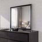 Black and Gray Wood Dresser Mount Framed Mirror - 39-inch