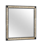 Black and Gold Faux Crystal and Wood Dresser Mount Framed Mirror - 36-inch