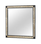 Black and Gold Faux Crystal and Wood Dresser Mount Framed Mirror - 36-inch