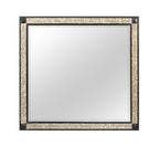 Black and Gold Faux Crystal and Wood Dresser Mount Framed Mirror - 36-inch