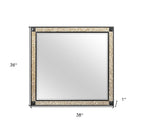 Black and Gold Faux Crystal and Wood Dresser Mount Framed Mirror - 36-inch