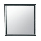 Black Faux Crystal and Wood Dresser Mount Framed Mirror - 37-inch