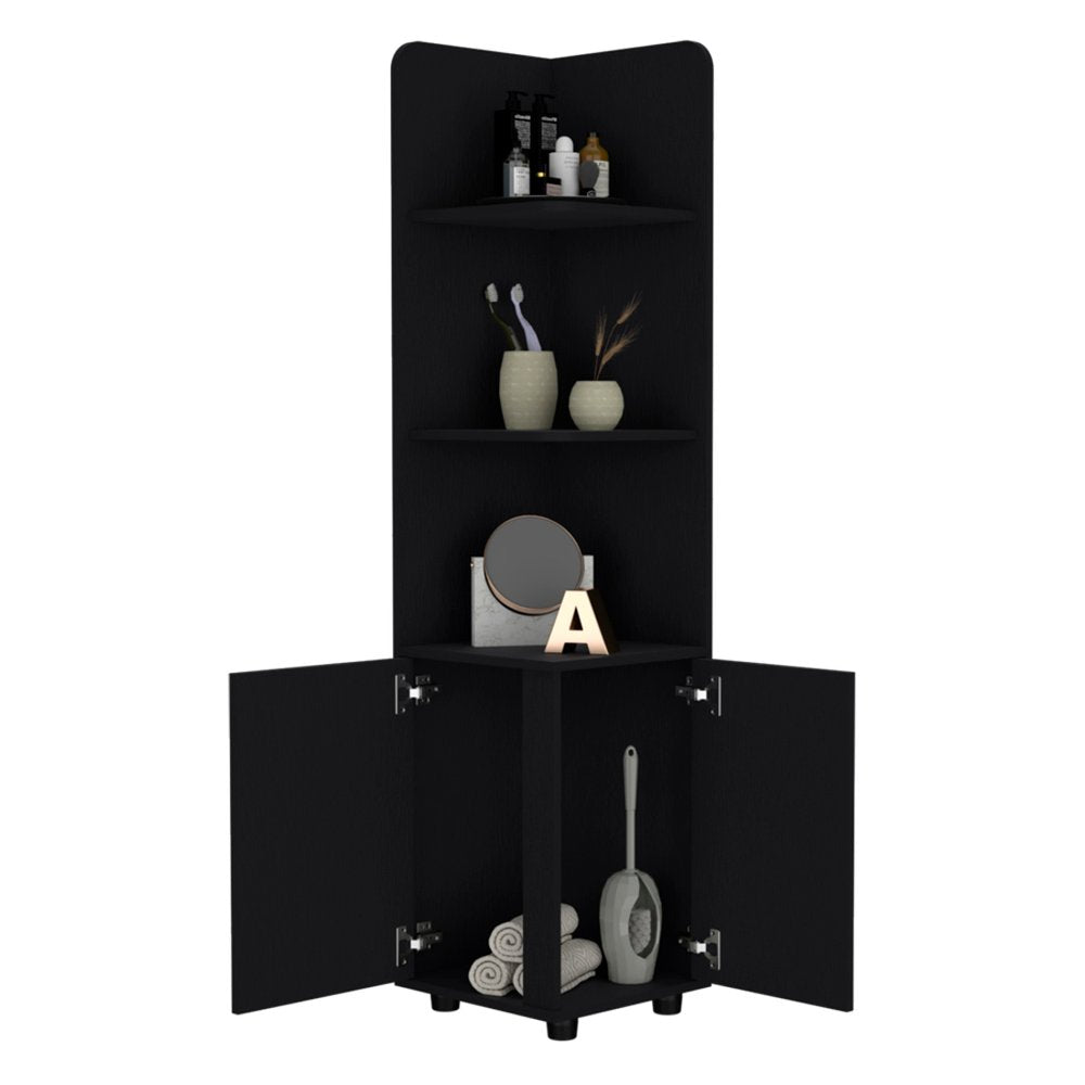 Black Wood Freestanding Bathroom Vanity - 15-inch