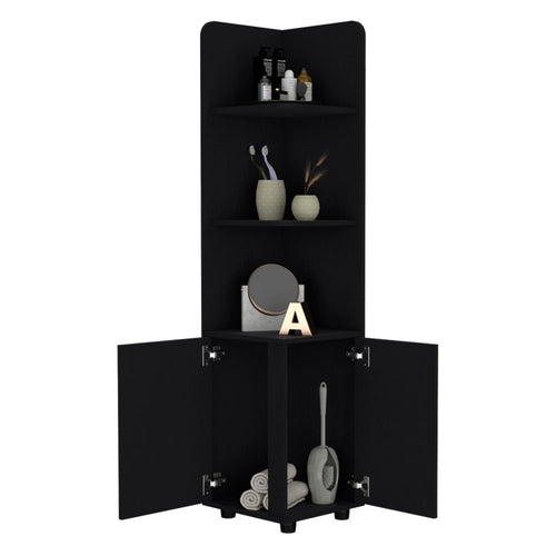 Black Wood Freestanding Bathroom Vanity - 15-inch