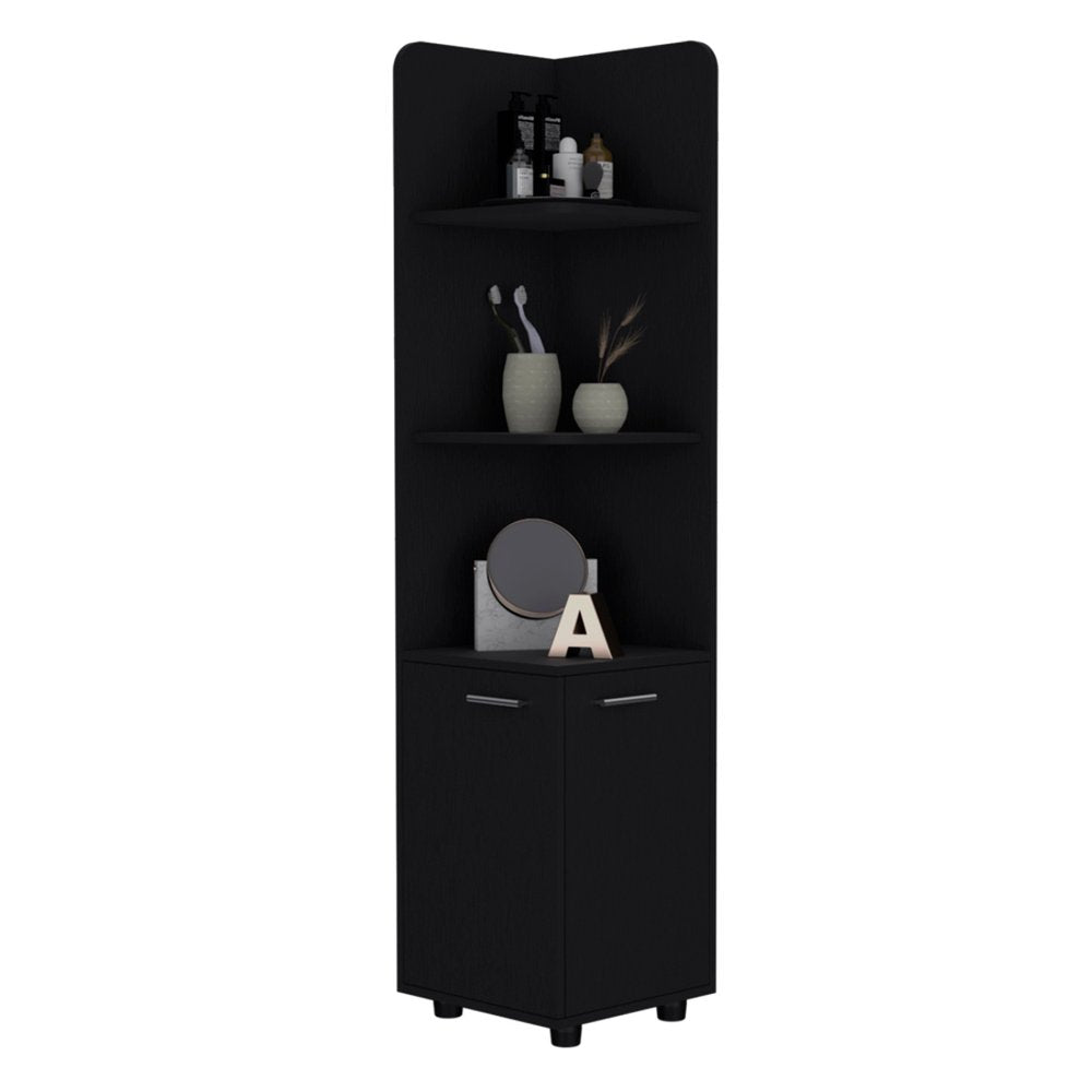 Black Wood Freestanding Bathroom Vanity - 15-inch