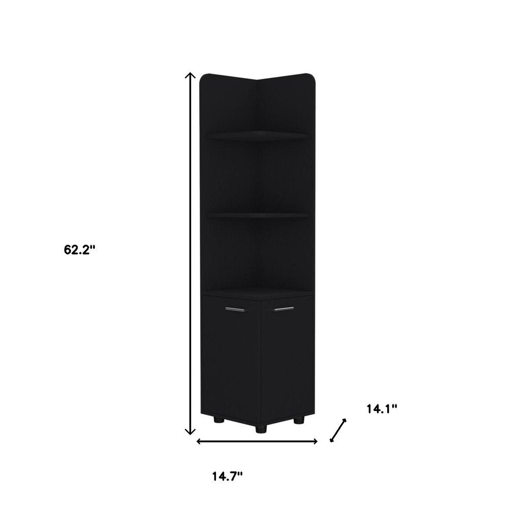 Black Wood Freestanding Bathroom Vanity - 15-inch