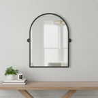 Black Metal Arch Tilting Framed Accent Mirror - 36-inch