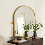 Gold Metal Arch Tilting Framed Accent Mirror - 36-inch