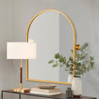 Gold Metal Arch Tilting Framed Accent Mirror - 36-inch