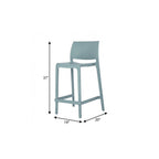 Set of Two 26 Baby Blue Heavy Duty Plastic Low Back Outdoor Counter Height Bar Chairs