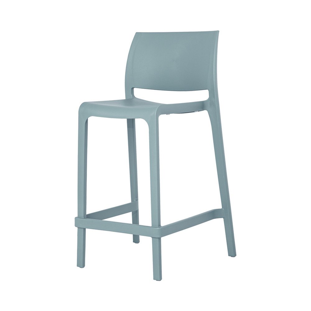 Set of Two 26 Baby Blue Heavy Duty Plastic Low Back Outdoor Counter Height Bar Chairs