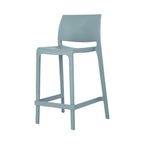 Set of Two 26 Baby Blue Heavy Duty Plastic Low Back Outdoor Counter Height Bar Chairs