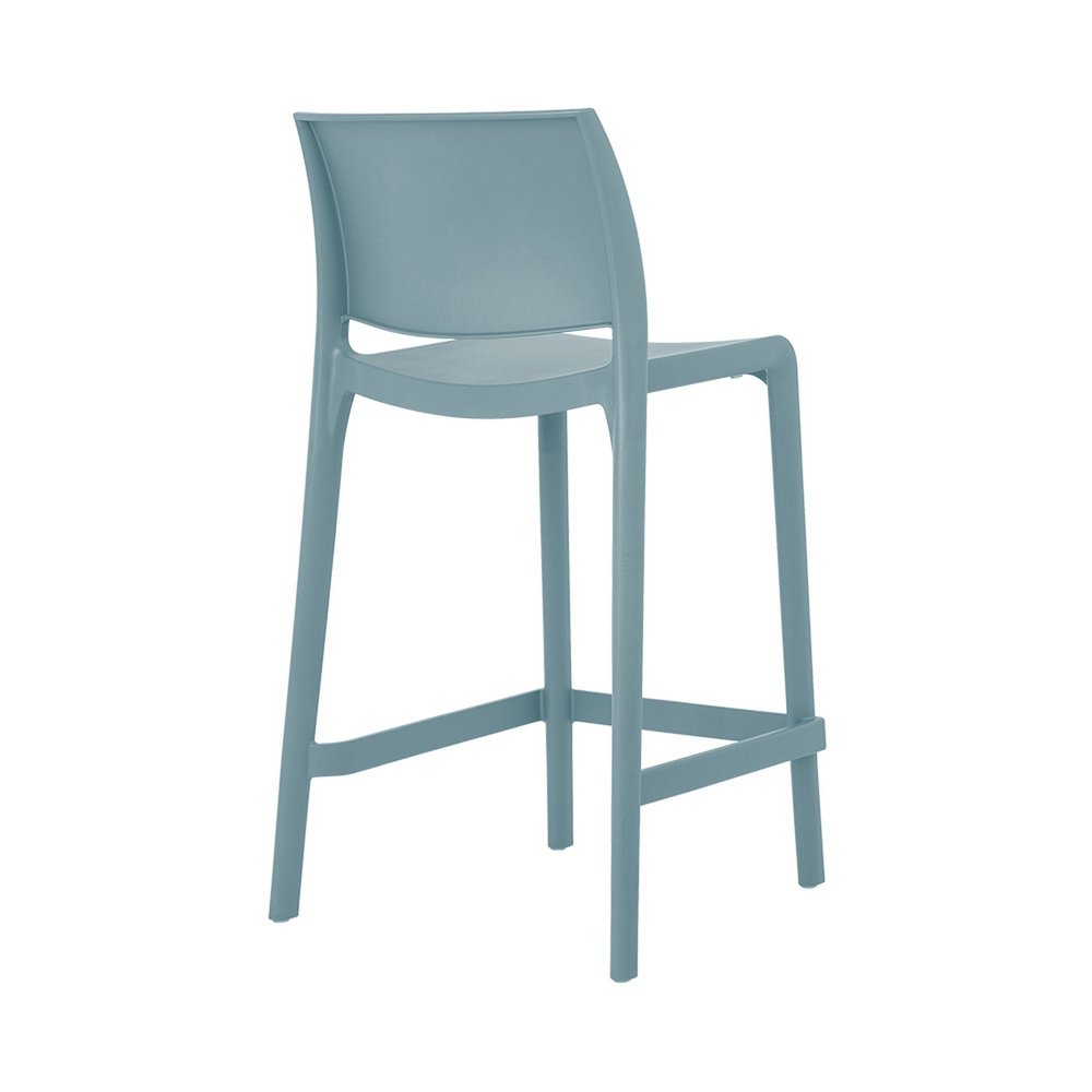 Set of Two 26 Baby Blue Heavy Duty Plastic Low Back Outdoor Counter Height Bar Chairs
