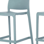Set of Two 26 Baby Blue Heavy Duty Plastic Low Back Outdoor Counter Height Bar Chairs