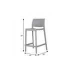 Set of Two 26 Gray Heavy Duty Plastic Low Back Outdoor Counter Height Bar Chairs