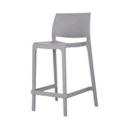 Set of Two 26 Gray Heavy Duty Plastic Low Back Outdoor Counter Height Bar Chairs