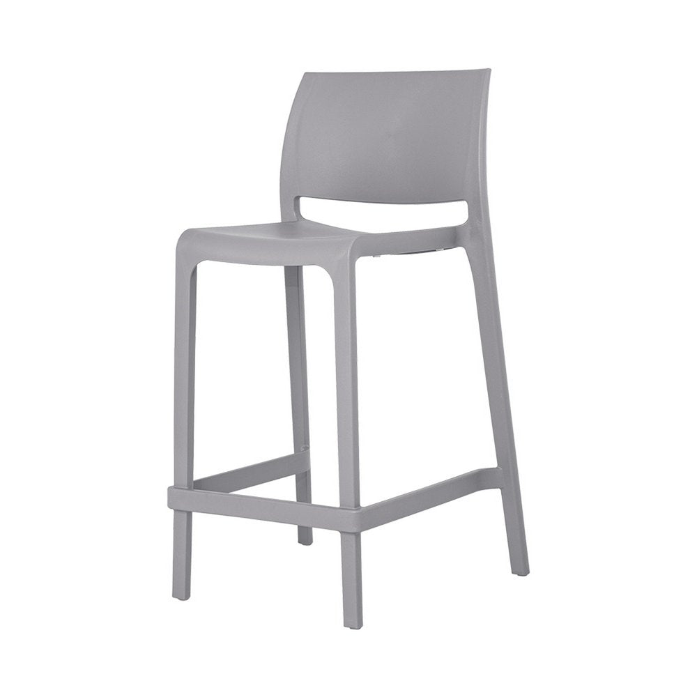 Set of Two 26 Gray Heavy Duty Plastic Low Back Outdoor Counter Height Bar Chairs