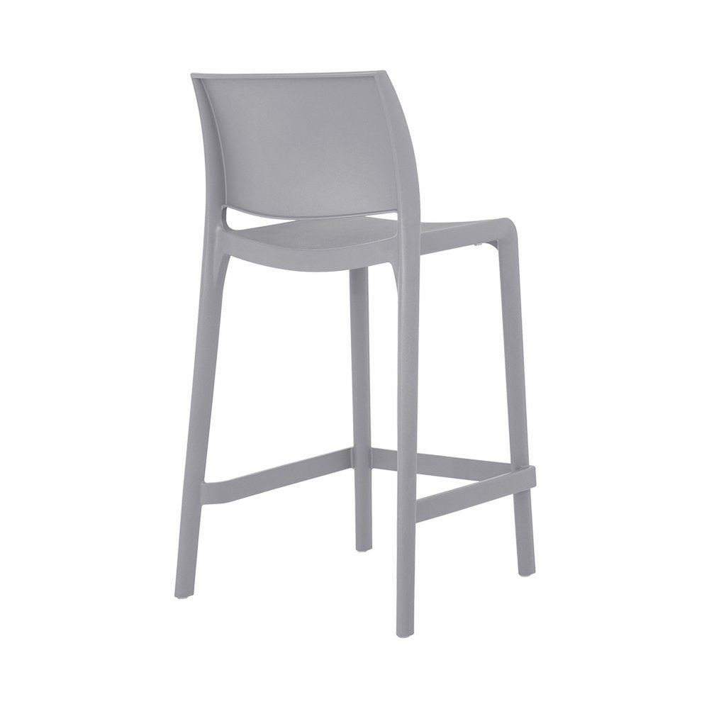 Set of Two 26 Gray Heavy Duty Plastic Low Back Outdoor Counter Height Bar Chairs