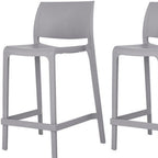 Set of Two 26 Gray Heavy Duty Plastic Low Back Outdoor Counter Height Bar Chairs
