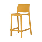 Set of Two 26 Gold and Yellow Heavy Duty Plastic Low Back Outdoor Counter Height Bar Chairs