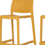 Set of Two 26 Gold and Yellow Heavy Duty Plastic Low Back Outdoor Counter Height Bar Chairs