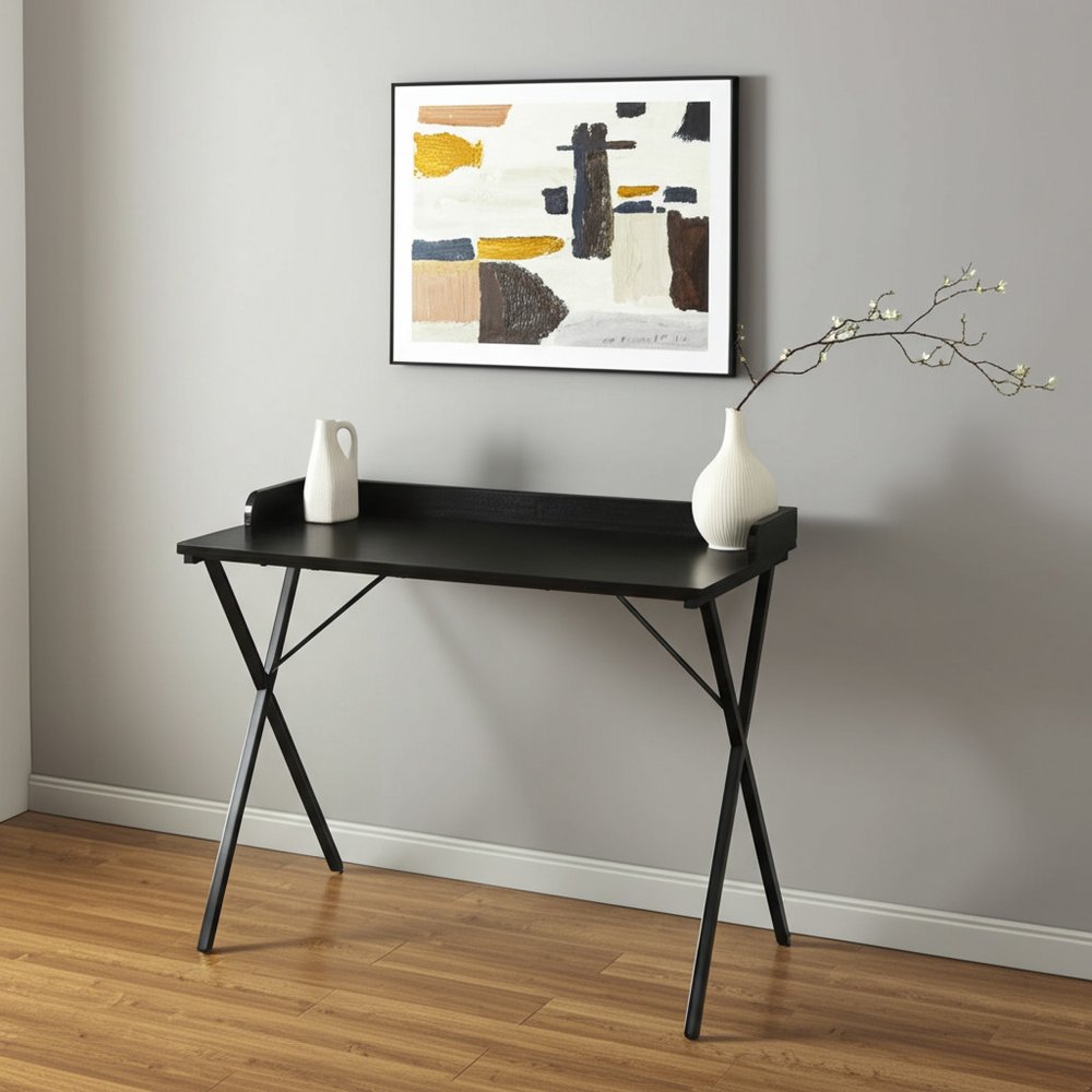 Black Wood and Metal X-Shape Computer Desk - 39-inch