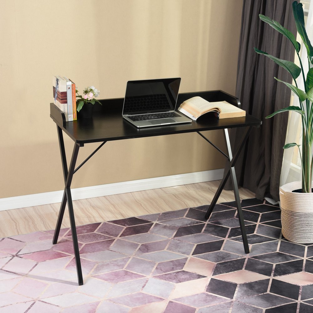 Black Wood and Metal X-Shape Computer Desk - 39-inch