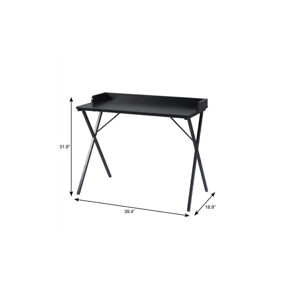 Black Wood and Metal X-Shape Computer Desk - 39-inch