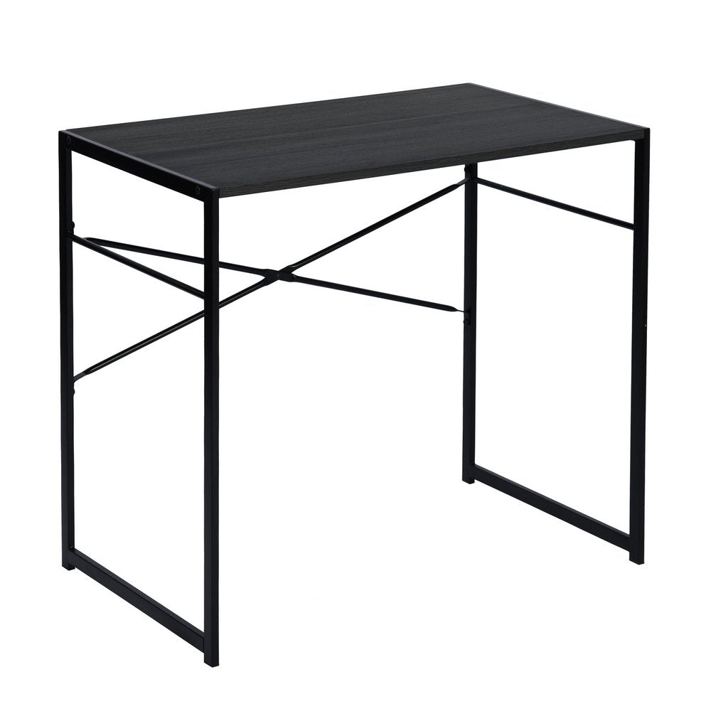 Brown and Black Wood and Metal H-Shape Computer Desk - 39-inch