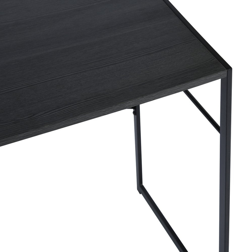 Brown and Black Wood and Metal H-Shape Computer Desk - 39-inch