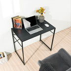 Brown and Black Wood and Metal H-Shape Computer Desk - 39-inch