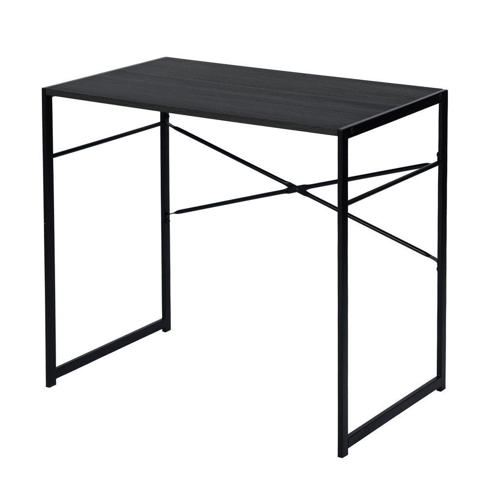 Brown and Black Wood and Metal H-Shape Computer Desk - 39-inch