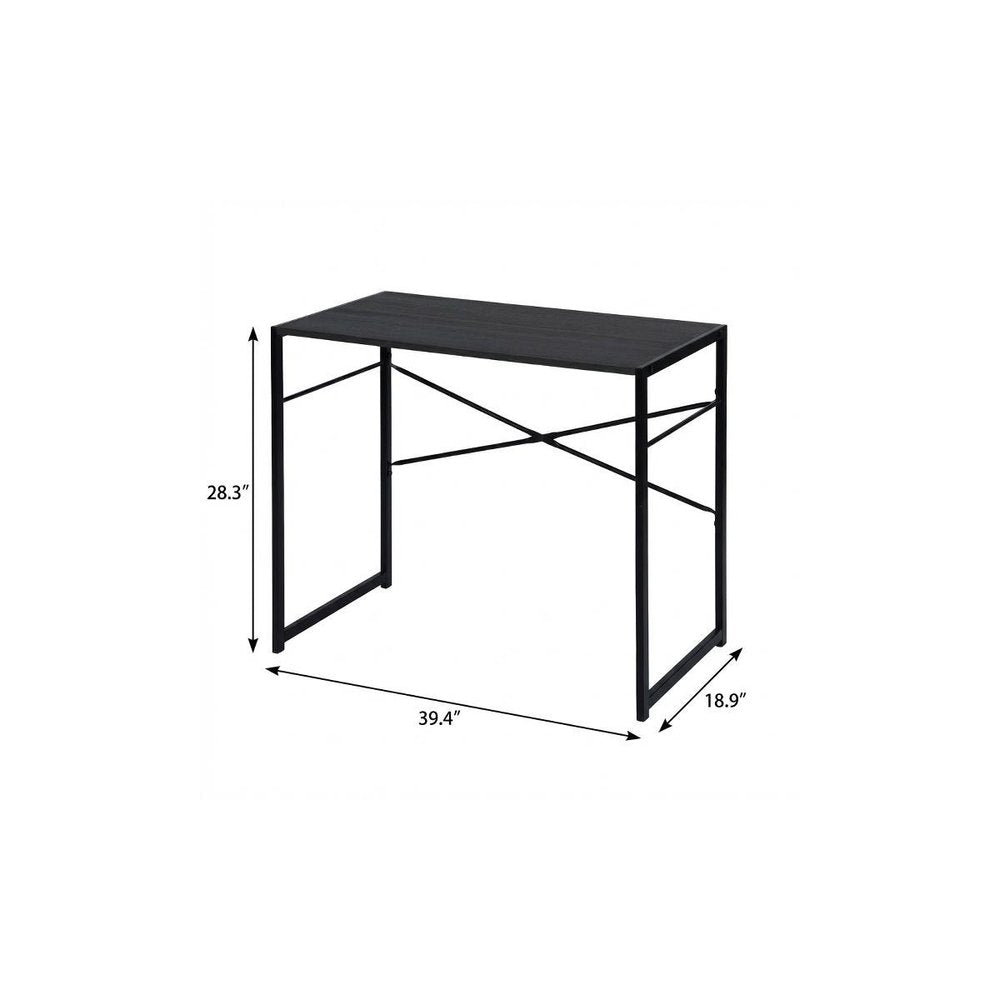Brown and Black Wood and Metal H-Shape Computer Desk - 39-inch