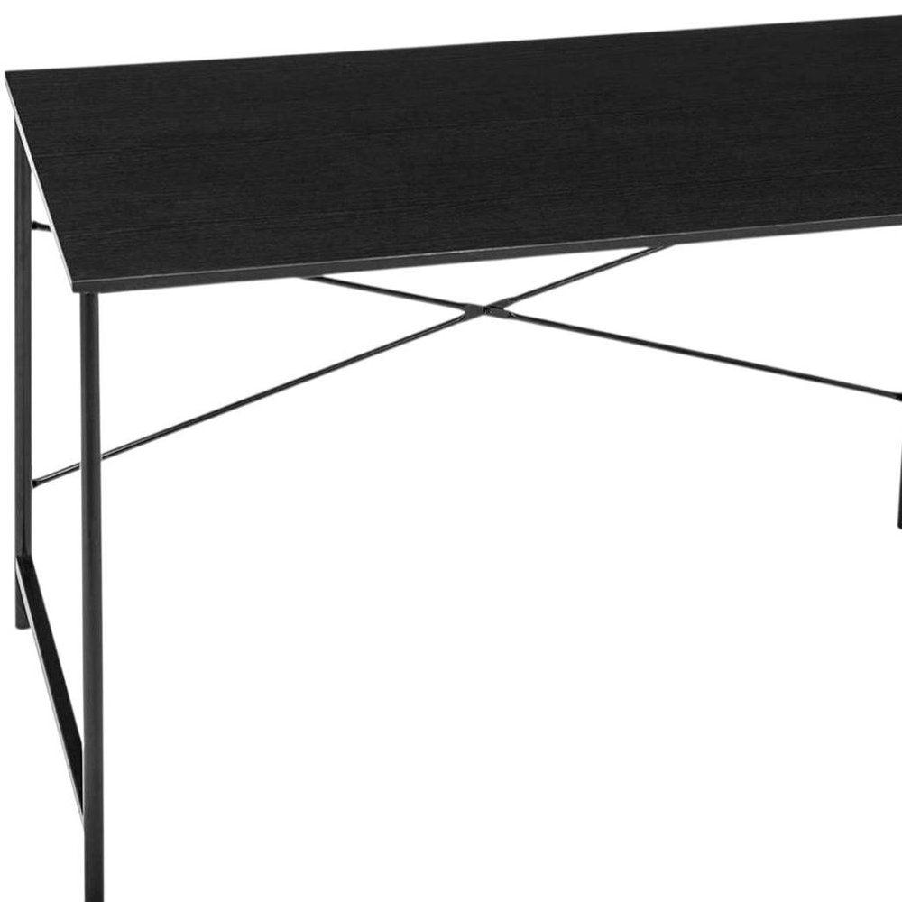 Black Wood and Stainless Steel Computer Desk - 47-inch