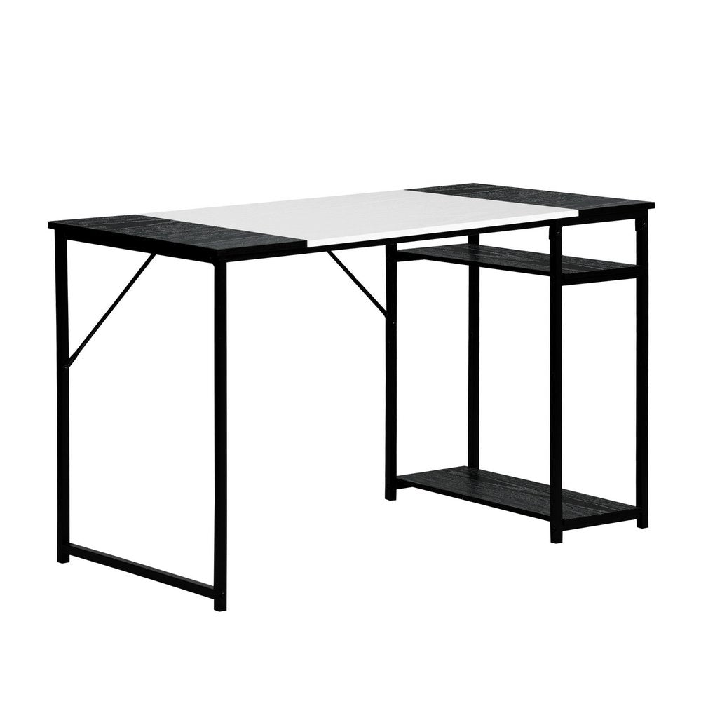 Black and White Wood and Metal H-Shape Computer Desk - 47-inch
