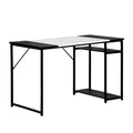 Black and White Wood and Metal H-Shape Computer Desk - 47-inch