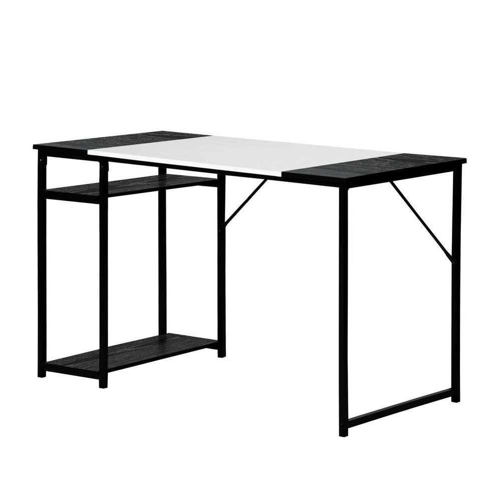 Black and White Wood and Metal H-Shape Computer Desk - 47-inch