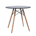Black and Natural Wood Round Top Dining Table - 32-inch