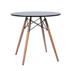 Black and Natural Wood Round Top Dining Table - 32-inch