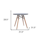 Black and Natural Wood Round Top Dining Table - 32-inch