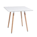 White and Natural Wood and Solid Wood Square Dining Table - 32-inch